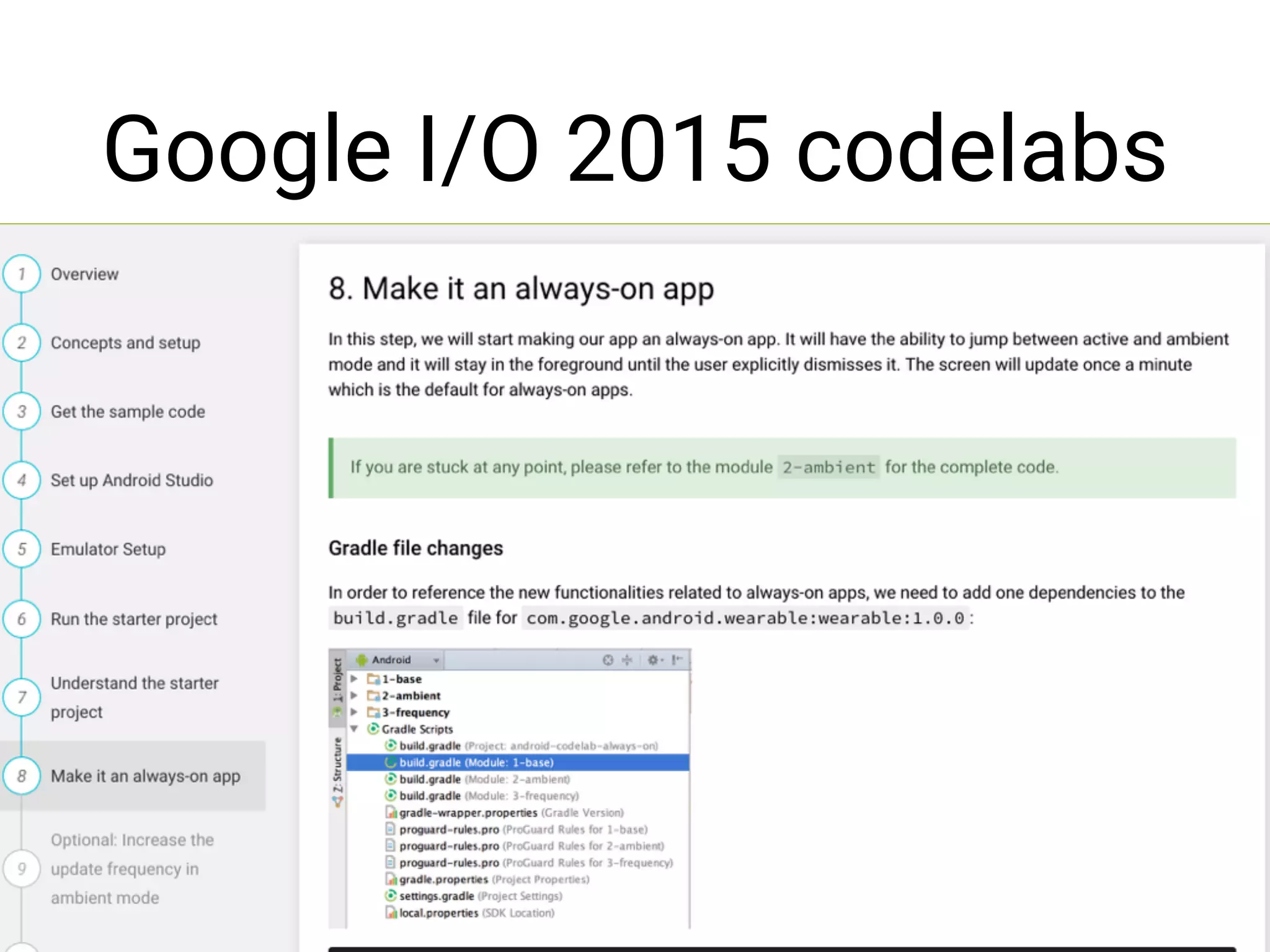 Google I/O 2015 codelabs
 