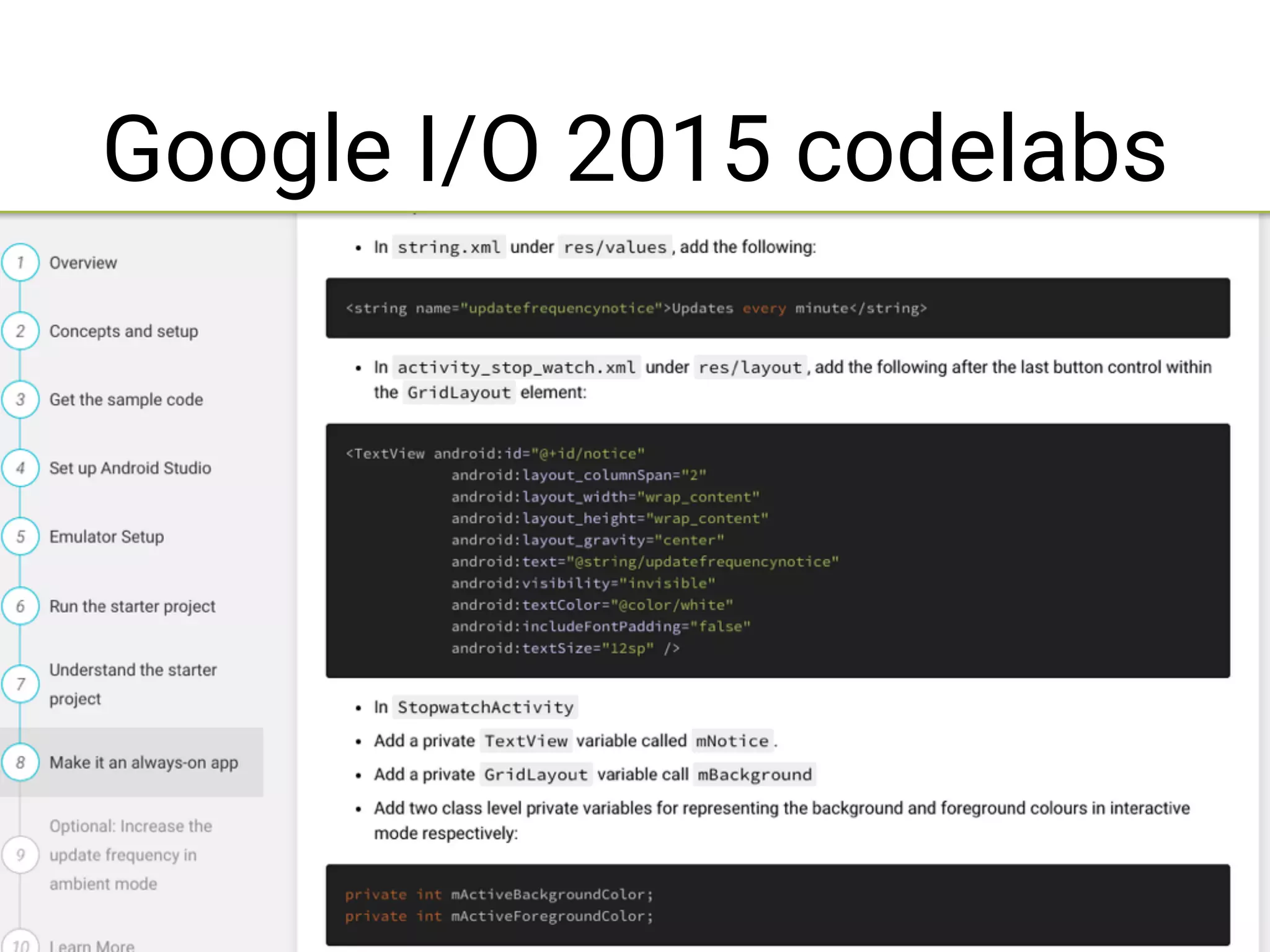 Google I/O 2015 codelabs
 