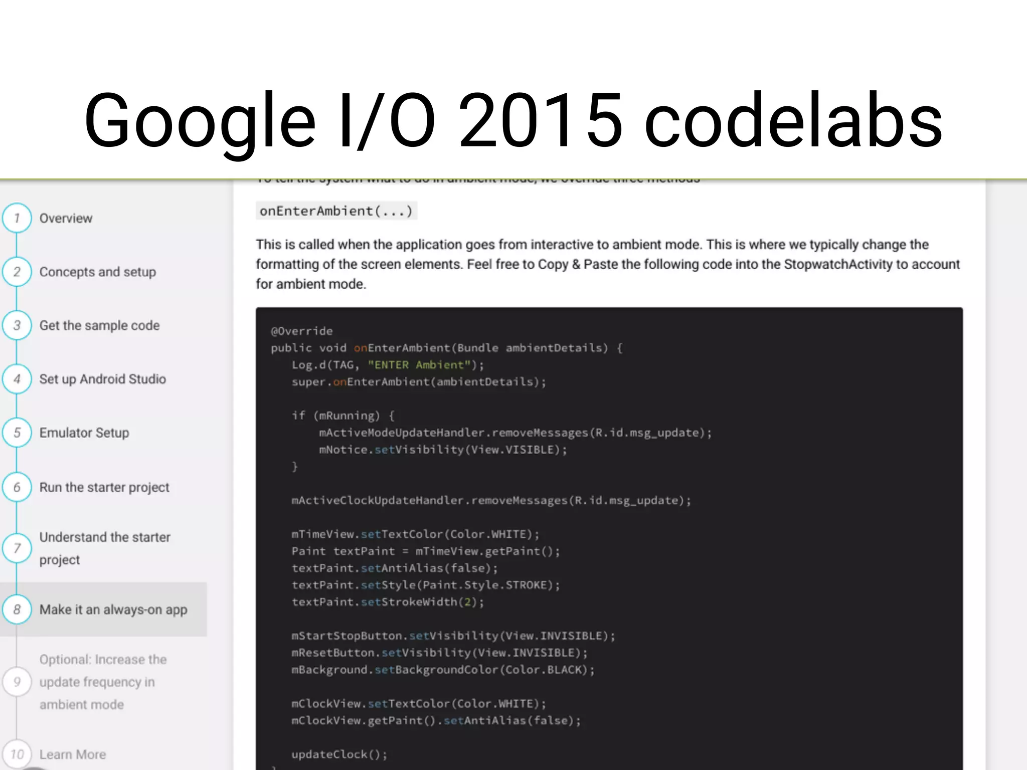 Google I/O 2015 codelabs
 