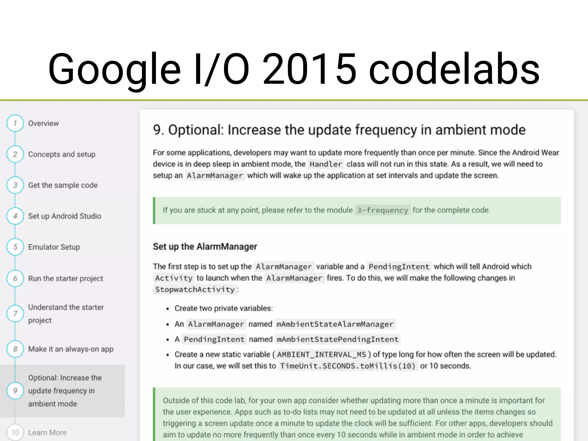 Google I/O 2015 codelabs
 
