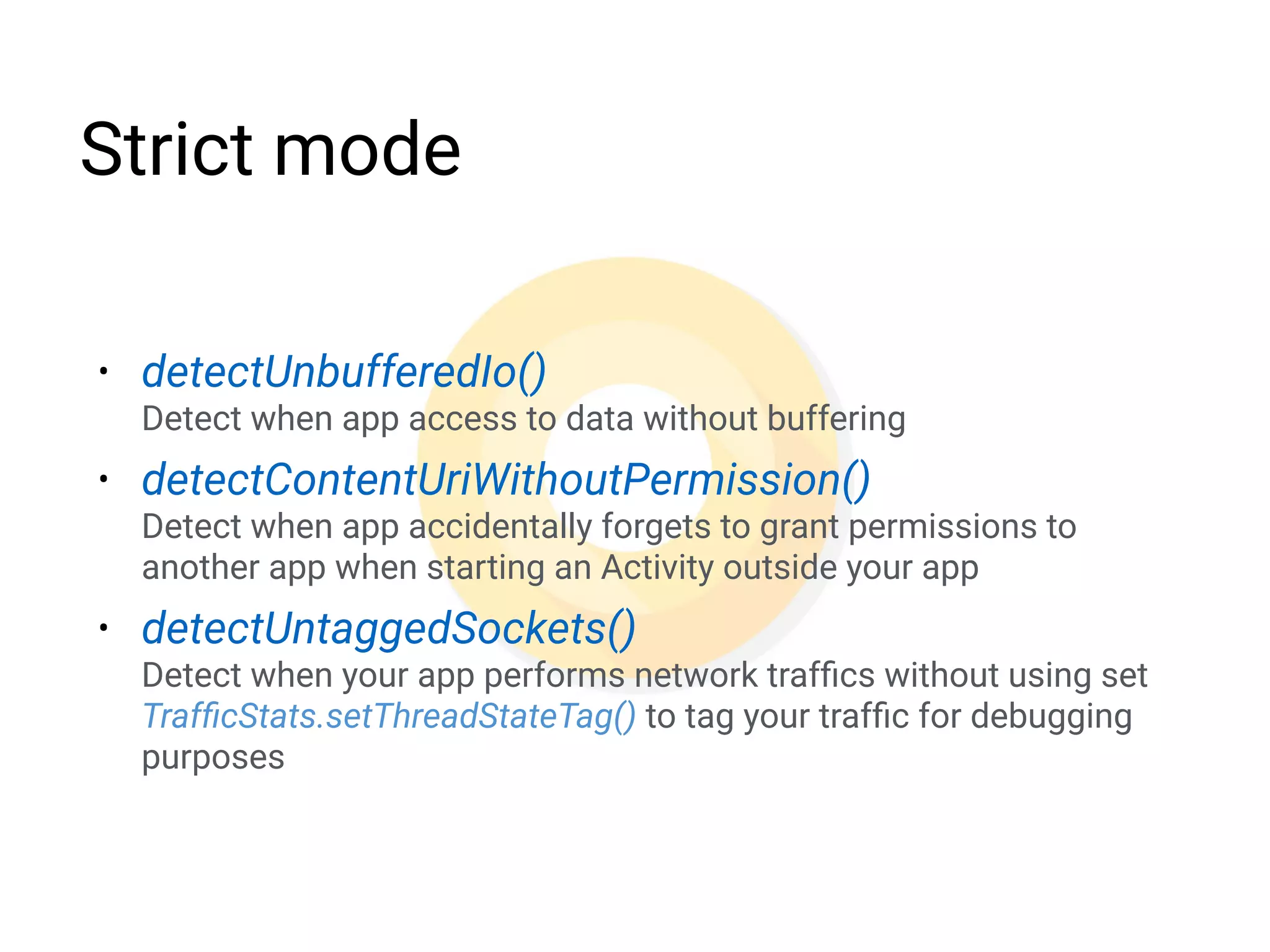New launcher icons rules
• Both layers must be sized at 108 × 108 dp
• The inner 72 × 72 dp of the icon appears within the
masked viewport
• Outer 36 dp on each sides reserved for visual
effectes
 