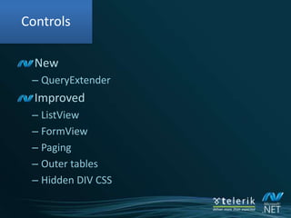 ExtensibilityNewly extensible:Object CachingSystem.Runtime.CachingInvalid Path CharactersRequest ValidationEncoding<httpRuntimeencoderType="Samples.MyCustomEncoder, Samples"  /> Browser Capabilities