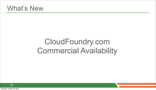 What’s New



                              CloudFoundry.com
                             Commercial Availability



     ...