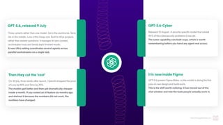 hello@thedigitalmaze.com
GPT-5.6,released9July
Three variants rather than one model. Sol is the workhorse, T
erra
sits in the middle, Luna is the cheap one. Built to drive projects
rather than answer questions: it manages its own context,
orchestrates tools and hands back finished results.
A new Ultra setting coordinates several agents across
parallel workstreams on a single task.
Thentheycutthe‘cost’
On 30 July, three weeks after launch, OpenAI dropped the price
of Luna by 80% and T
erra by 20%.
The models got better and then got dramatically cheaper
inside a month. If you costed an AI feature six months ago
and shelved it because the numbers did not work, the
numbers have changed.
GPT-5.6-Cyber
Released 10 August. A security-specific model that solved
95% of the cybersecurity problems it was set.
The same capability cuts both ways, which is worth
remembering before you hand any agent real access.
ItisnowinsideFigma
GPT-5.6 powers Figma Make, so the model is doing the first
pass on real design and build work.
This is the shift worth noticing: it has moved out of the
chat window and into the tools people actually work in.
 
