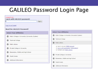 GALILEO Password Login Page 
 