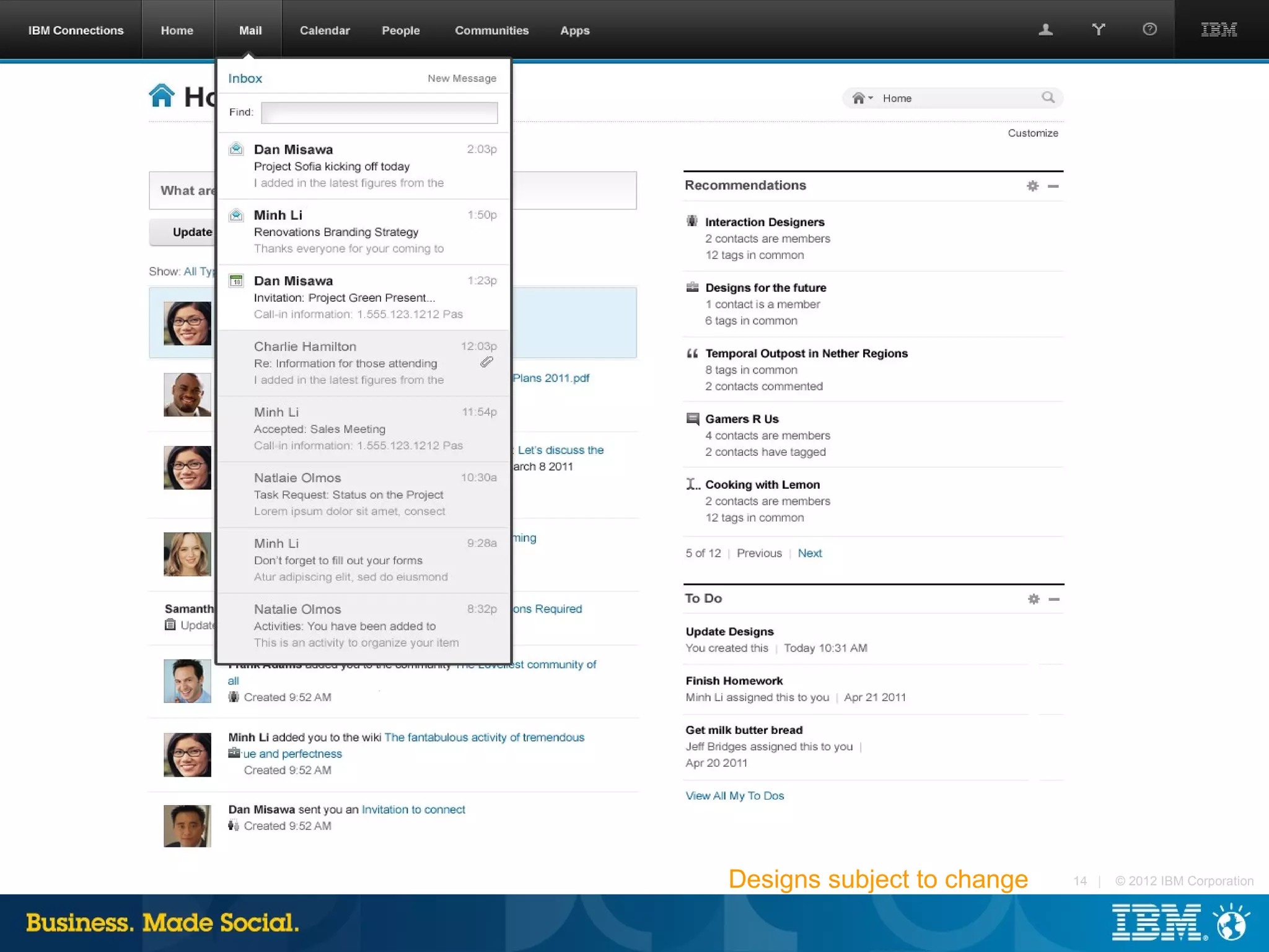 Designs subject to change   14 |   © 2012 IBM Corporation
 