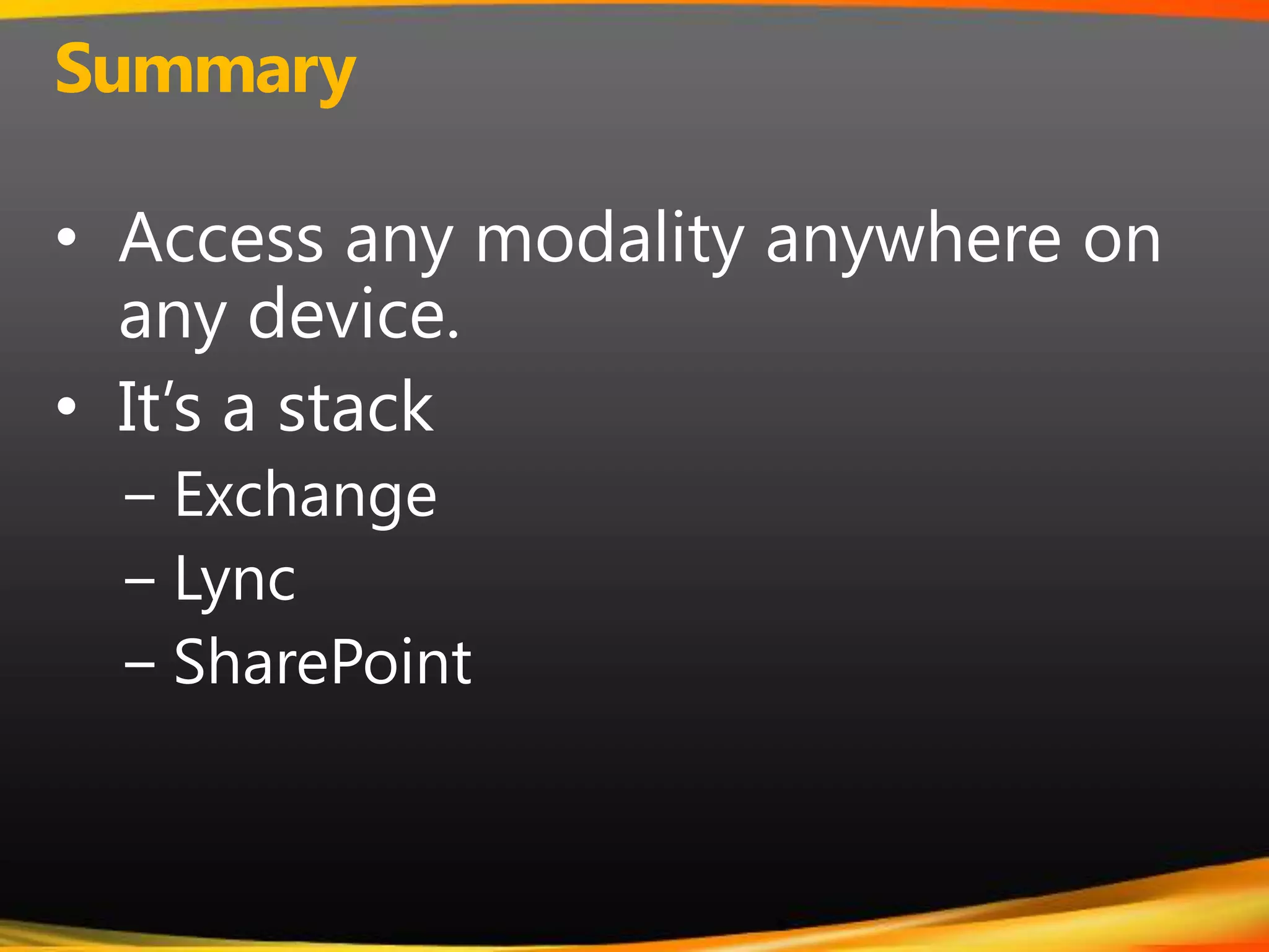 59 sites, 6.6M calls and 44M minutes /monthBusiness Value$1.2M per month from audio conferencing service