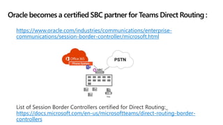 Oracle becomes a certified SBC partner for Teams Direct Routing :
https://www.oracle.com/industries/communications/enterpr...