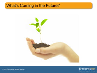 What’s Coming in the Future?




© 2013 EnterpriseDB. All rights reserved.
 