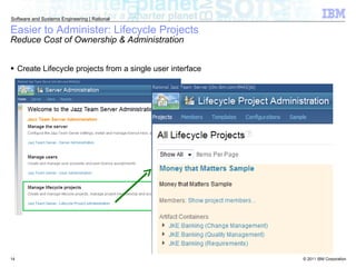 Easier to Administer: Lifecycle Projects Reduce Cost of Ownership & Administration Create Lifecycle projects from a single user interface 
