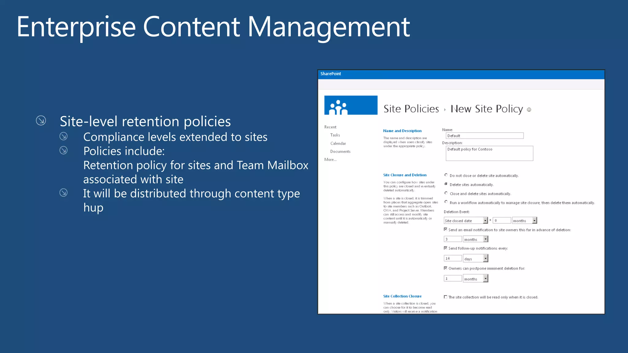 Site Mailboxes: Exchange 2013 Help
TechNet: Configure site mailboxes in
SharePoint Server 2013
 