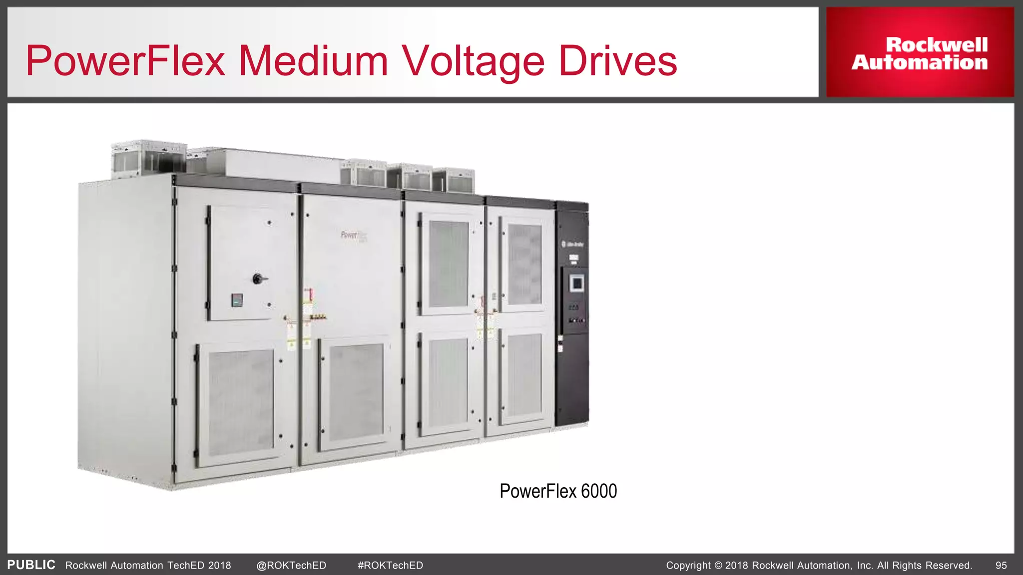 PUBLIC Copyright © 2018 Rockwell Automation, Inc. All Rights Reserved. 95Rockwell Automation TechED 2018 @ROKTechED #ROKTechED
PowerFlex Medium Voltage Drives
PowerFlex 6000
 