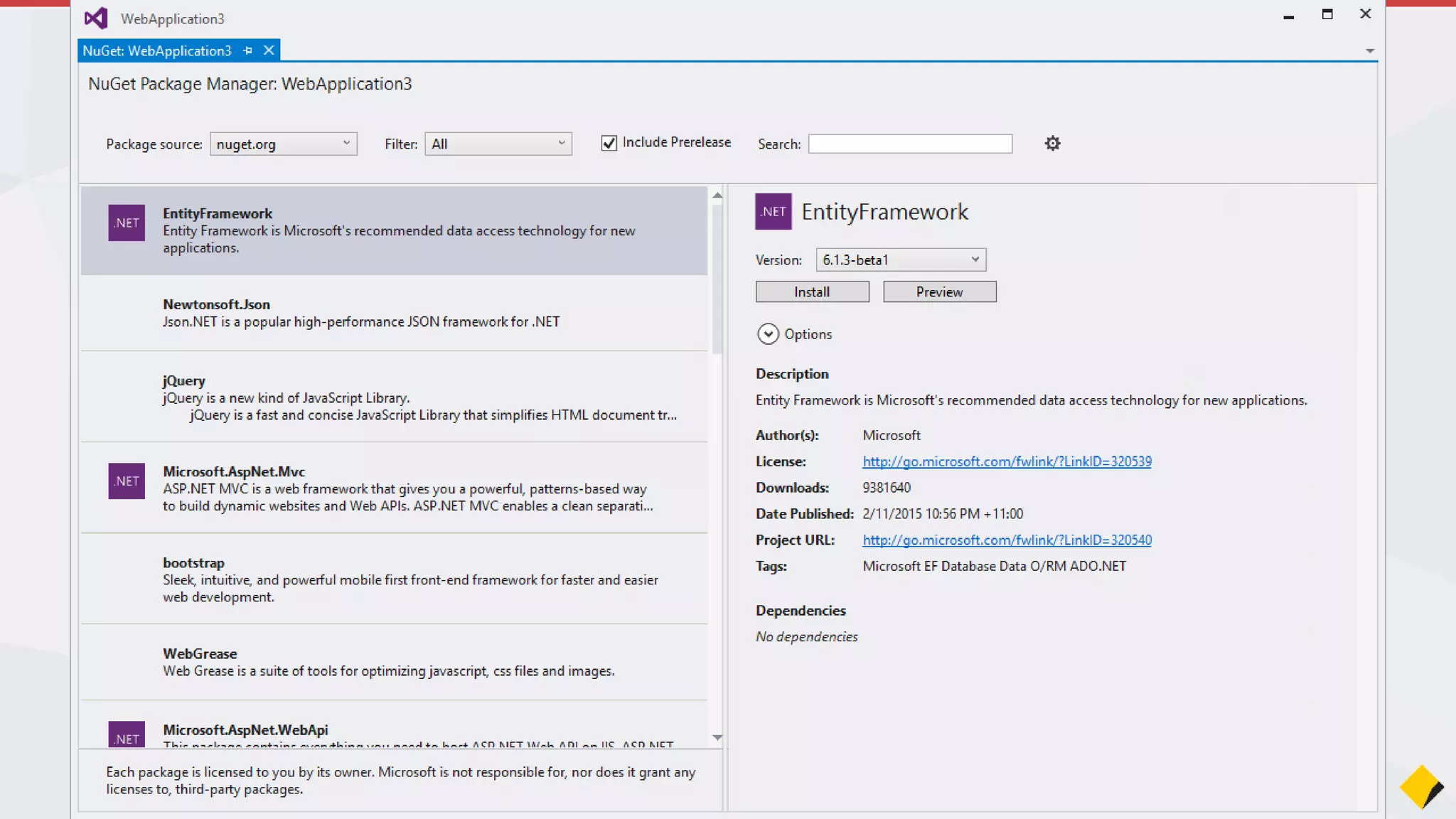New NuGet Package Manager
• Looks nicer
• Makes it easier to install other version of NuGet
packages
Join the Conversation #VS2015 @AdamCogan
 