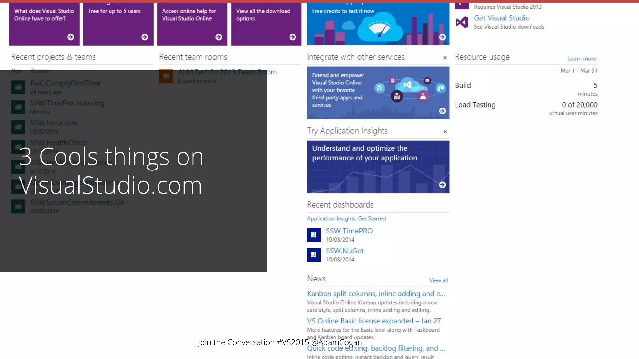 3 Cools things on
VisualStudio.com
 
