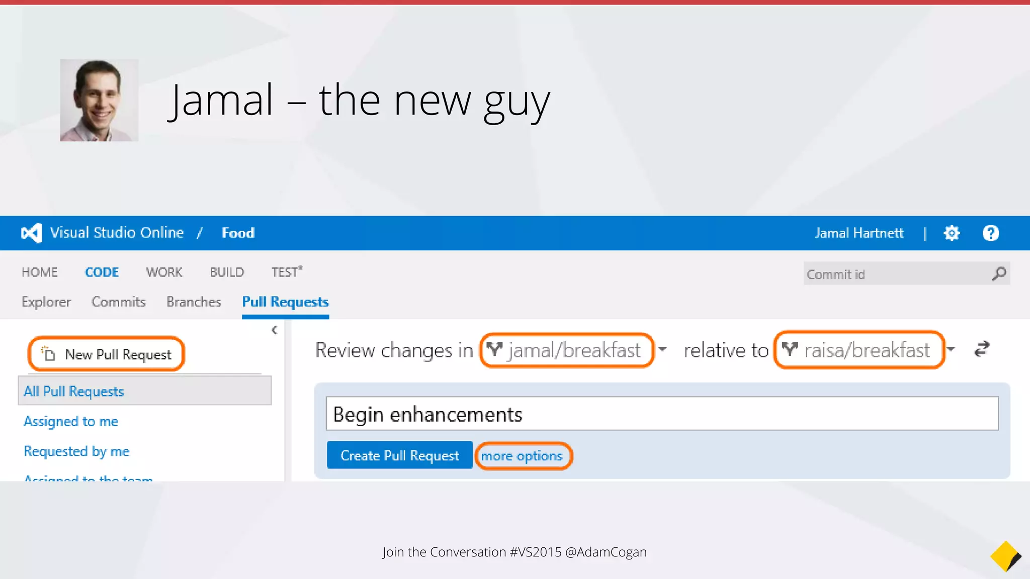 Jamal – the new guy
Join the Conversation #VS2015 @AdamCogan
 