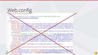 Stores connection strings and other app settings
config.json
{
"Data": {
"DefaultConnection": {
"ConnectionString":
"Server=(localdb)mssqllocaldb;Database=aspnetvnext-WebApplication3-15606acb-81ef-
4c1e-97c1-ac0b2d4e4a33;Trusted_Connection=True;MultipleActiveResultSets=true"
}
}
}
Join the Conversation #VS2015 @AdamCogan
 