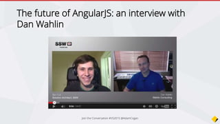 AngularJS + VS2015
Built in templates to create
• Controller
• Service
• Directive
• Factory
• Module
Join the Conversation #VS2015 @AdamCogan
 