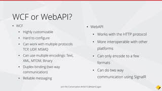Still use Typescript
• Supports LINQ already
• Can set it to compile to different ECMA Script
versions
• Better intellisense support in VS
Join the Conversation #VS2015 @AdamCogan
 