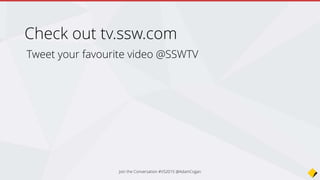 find me on slideshare:
http://www.slideshare.net/SSWconsulting/
 