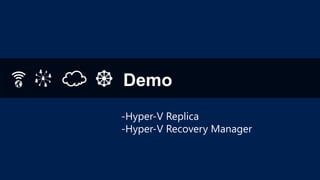 Demo
-Hyper-V Replica
-Hyper-V Recovery Manager

 