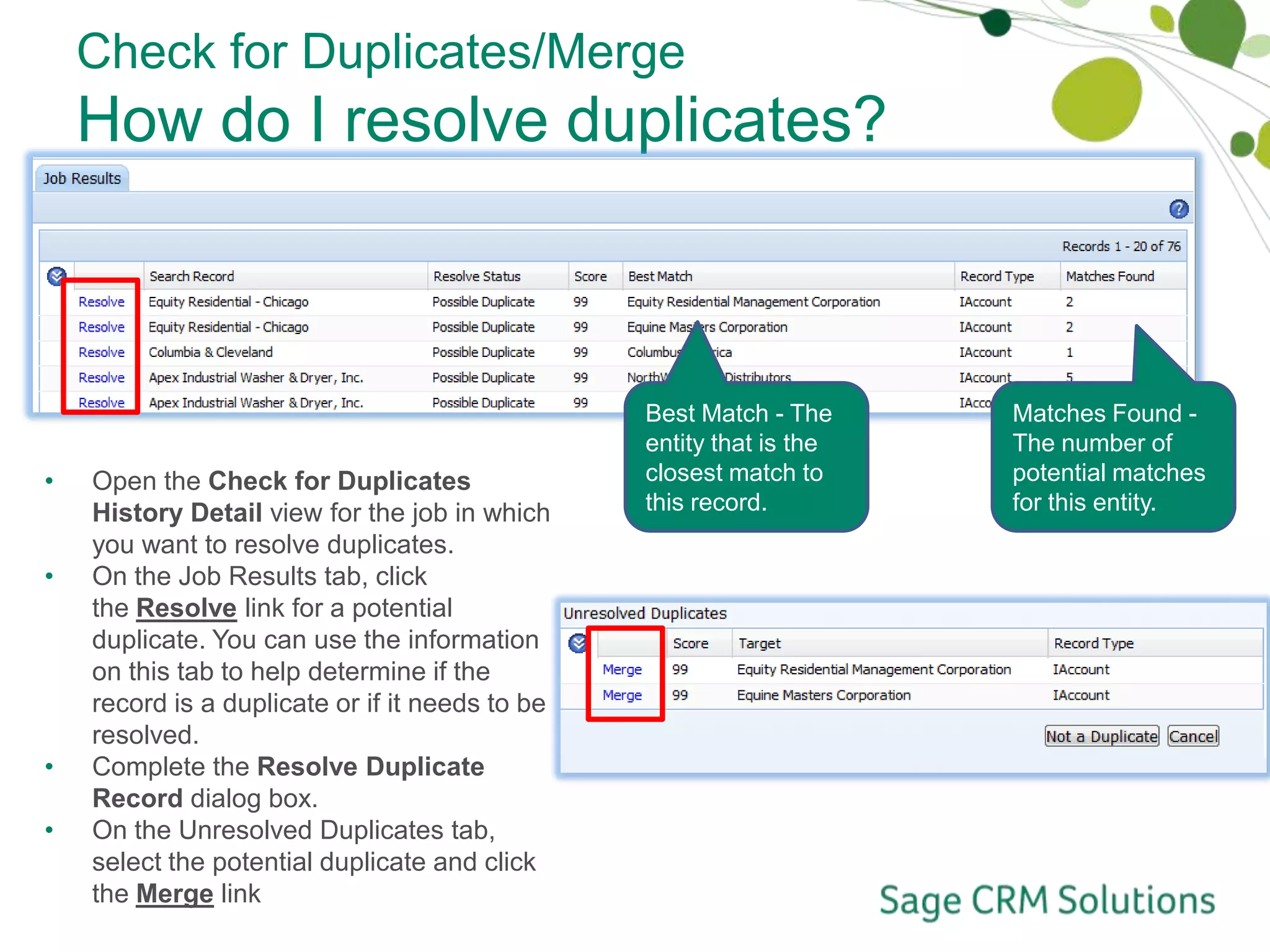 Unique Duplicate Job Number