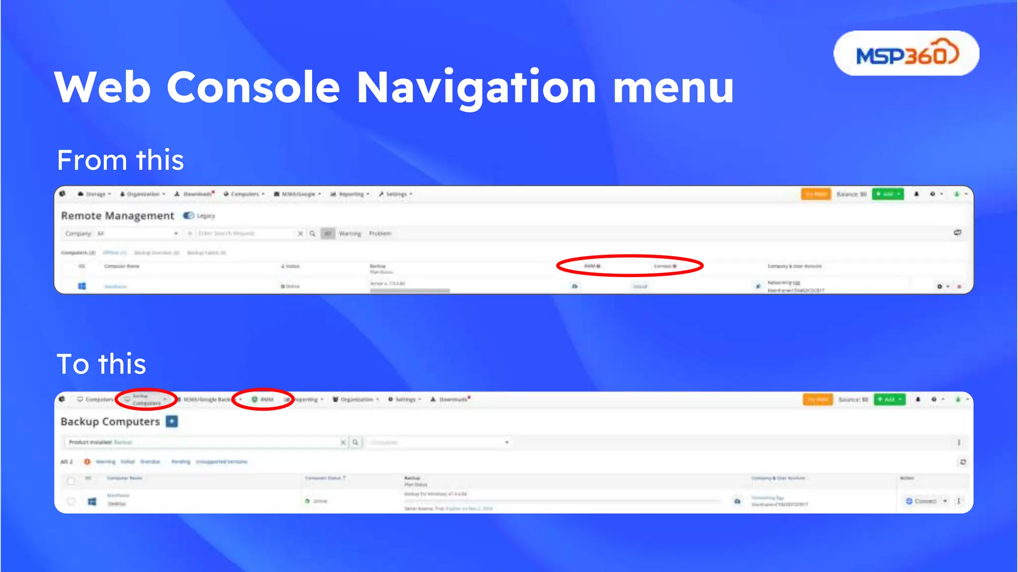 From this
To this
Web Console Navigation menu
 