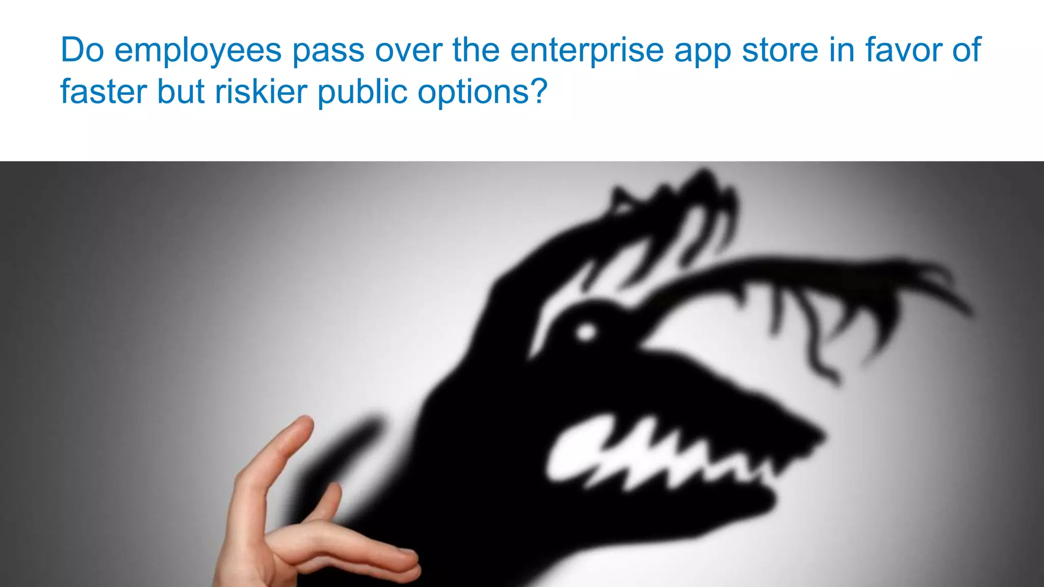 © 2016 Flexera Software LLC. All rights reserved. | Company Confidential10
Do employees pass over the enterprise app store in favor of
faster but riskier public options?
 