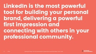 Arch Street Communications SocialMedia Update:LinkedIn 2020NYPA ReCharge NY Phase 1:First Tier Communications– Creative andPre-Launch Action Steps | July 21,202015
LinkedIn is the most powerful
tool for building your personal
brand, delivering a powerful
first impression and
connecting with others in your
professional community.
 