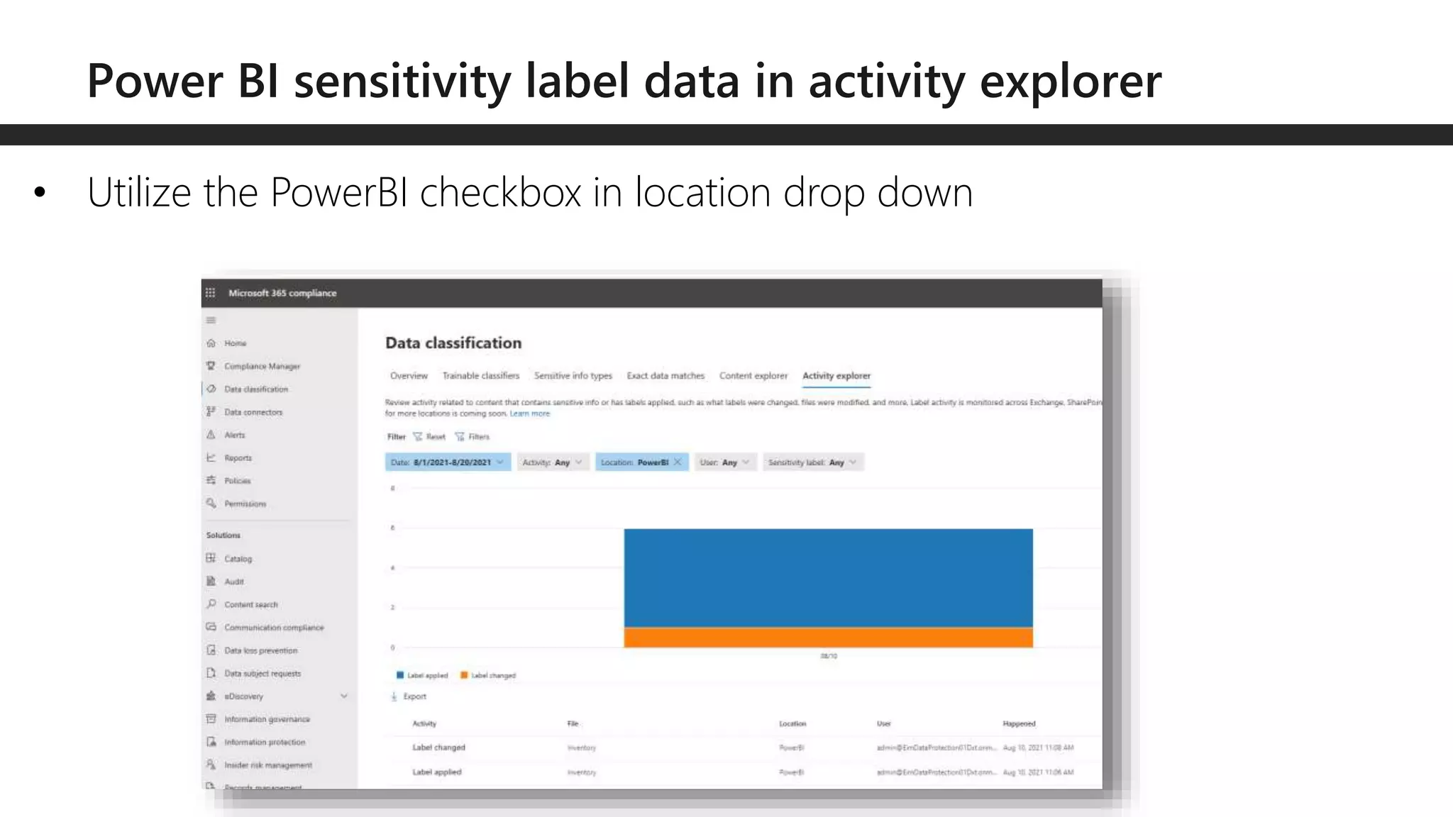 • Utilize the PowerBI checkbox in location drop down
 