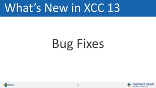 22
Bug Fixes
What’s New in XCC 13
 
