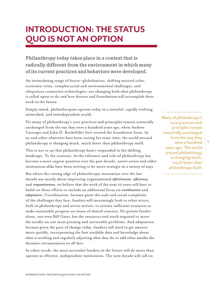 monitor institute whats next for philanthropy executive whats an executive summary
