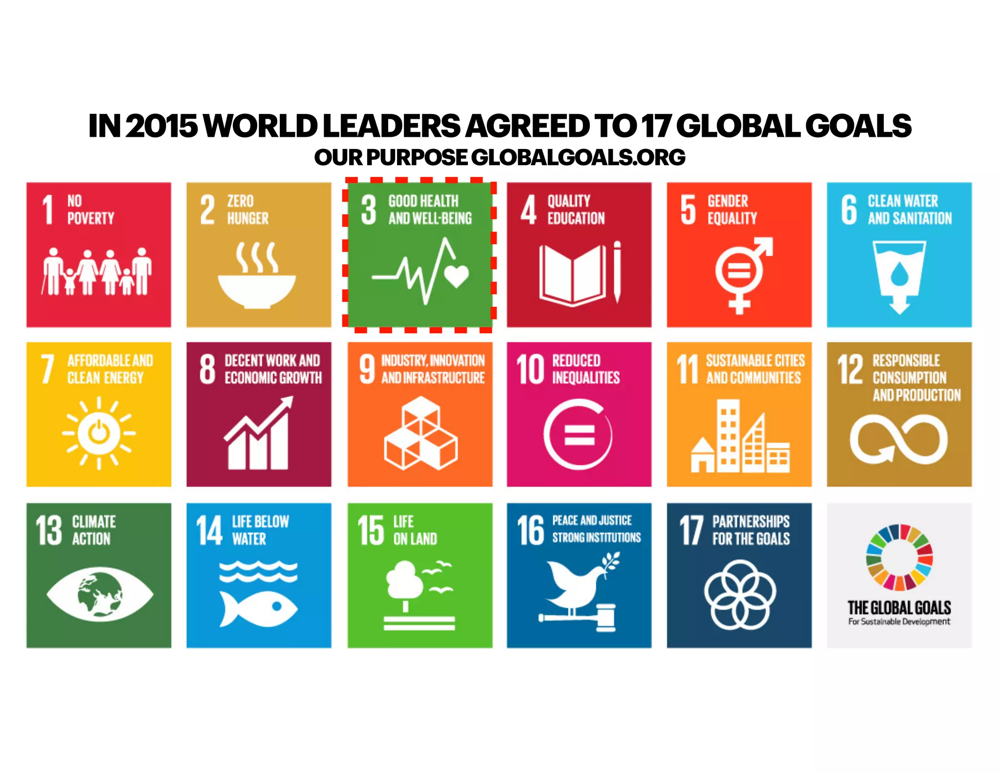 IN2015WORLDLEADERSAGREEDTO17GLOBALGOALS
OURPURPOSEGLOBALGOALS.ORG
 