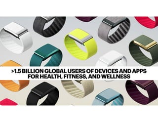 >1.5BILLIONGLOBALUSERSOFDEVICESANDAPPS
FORHEALTH,FITNESS,ANDWELLNESS
 