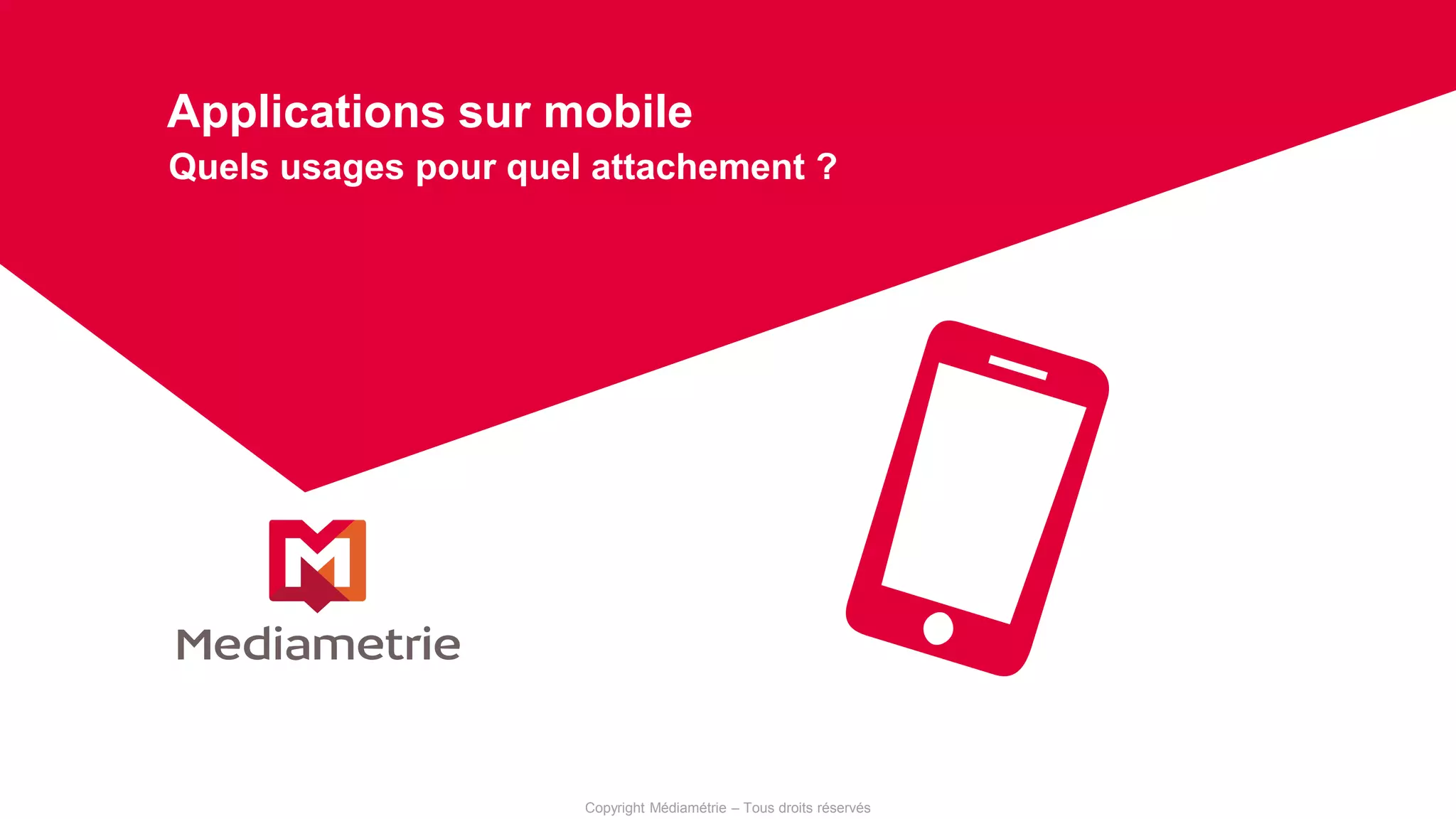Copyright Médiamétrie – Tous droits réservés
Applications sur mobile
Quels usages pour quel attachement ?
 