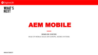 AEM MOBILE
DENIS DE COSTER
HEAD OF MOBILE SALES SW EUROPE, ADOBE SYSTEMS
#WHATSNEXT
 