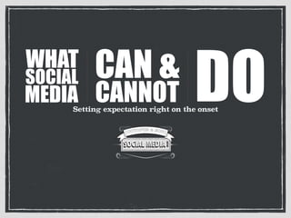 WHAT CAN &
CANNOT DOSOCIAL
MEDIASetting expectation right on the onset
 