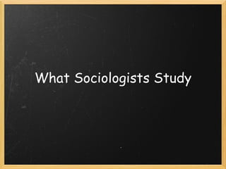 What Sociologists Study 