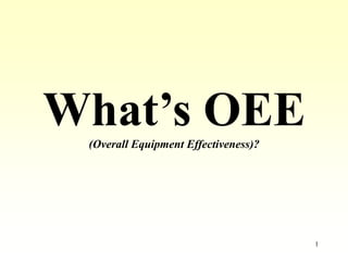 What’s OEE
(Overall Equipment Effectiveness)?
3/12/2024 1
 