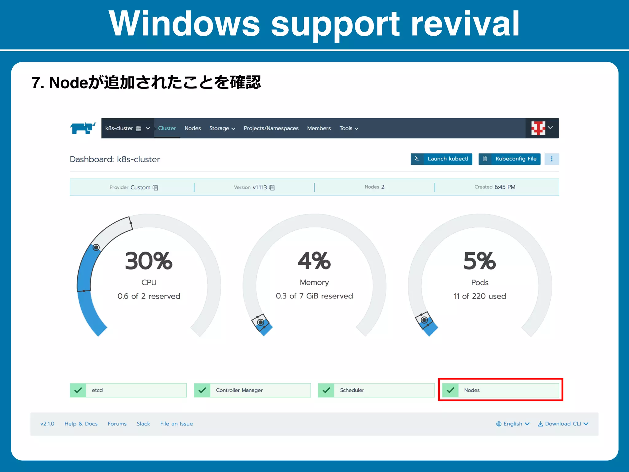 Windows support revival
7. Node
 