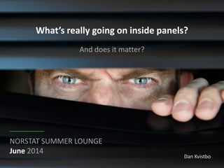 What’s really going on inside panels?
And does it matter?
________
NORSTAT SUMMER LOUNGE
June 2014
Dan Kvistbo
 