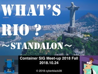 Container SIG Meet-up 2018 Fall
2018.10.24
© 2018 cyberblack28
WHAT’S
RIO ?
STANDALON
 