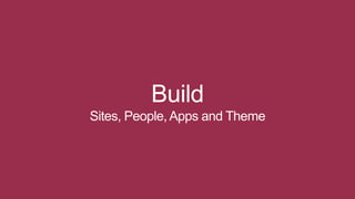 Build
Sites, People, Apps and Theme
 