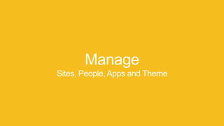 Manage
Sites, People, Apps and Theme
 