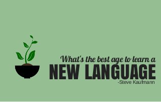 What's the best age to learn a
NEW LANGUAGE-Steve Kaufmann
 