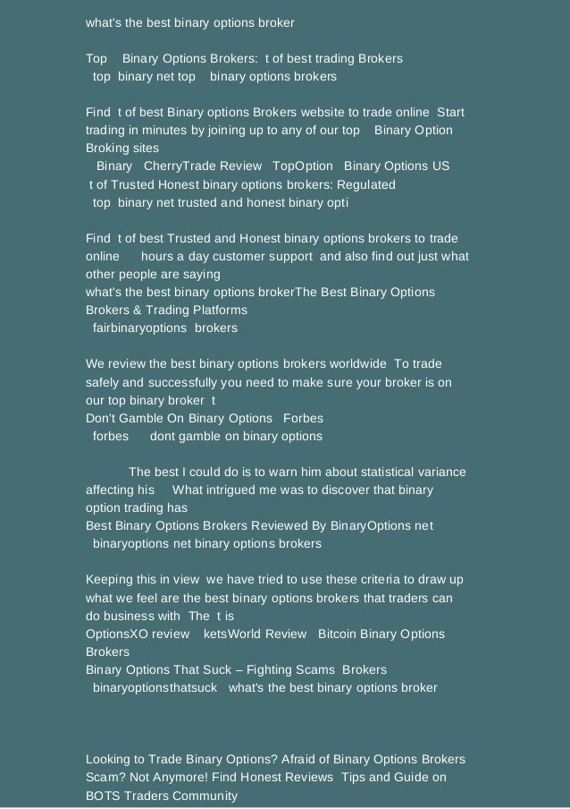 Best binary option brokers in the world