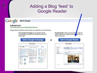 Adding a Blog ‘feed’ to  Google Reader 