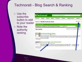 Technorati - Blog Search & Ranking Use the subscribe button to add to your reader Note the authority ranking 