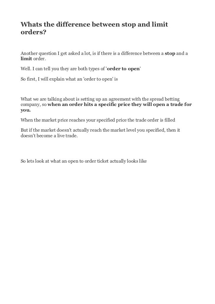 Forex difference between stop and limit