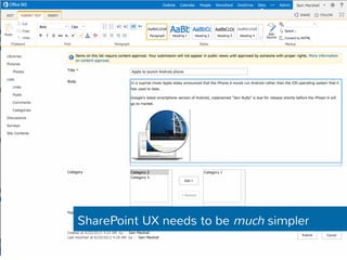 SharePoint UX needs to be much simpler 
 