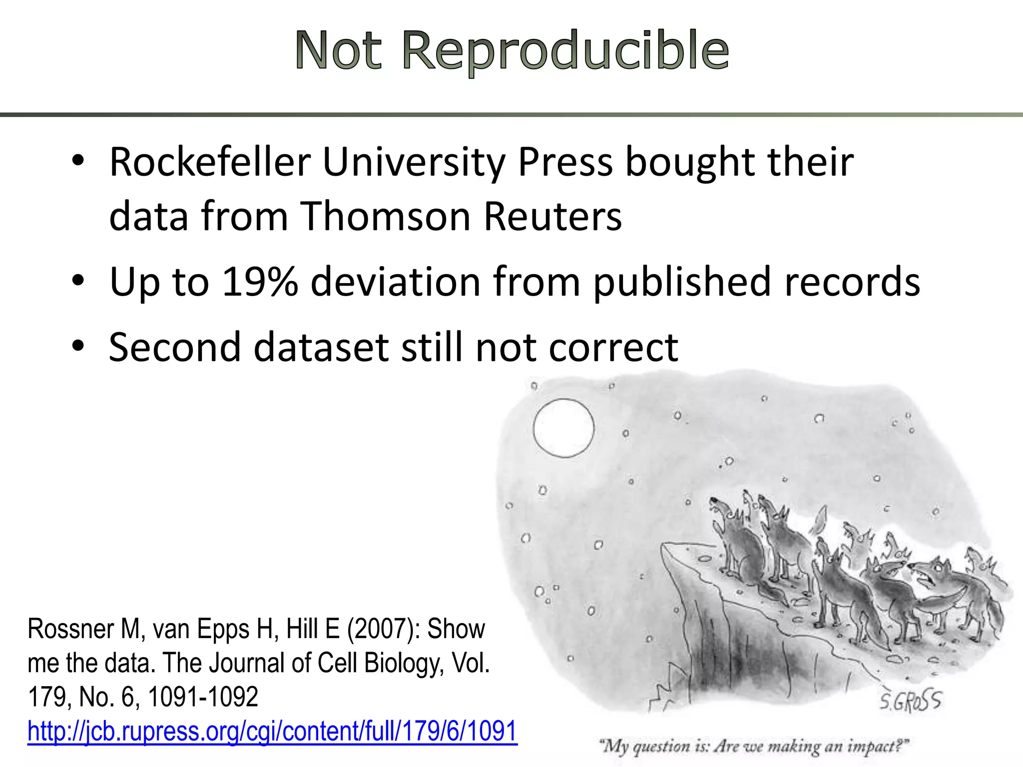 The Impact FactorIntroduced in 1960’s by Eugene Garfield: ISIcitationsarticles2008 and 20092010IF=5Articles published in 08/09 were cited an average of 5 times in 10.